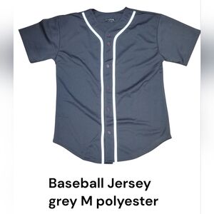 Hat and Beyond Baseball Jersey M Grey White Piping Polyester Nwot